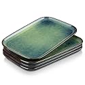 vancasso Stern Serving Platters Set of 4, 11 Inches Rectangular Ceramic Serving Plates, Green Serving Trays for Entertaining