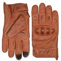 Vance Leather' Men's Premium Waxed Austin Brown Leather Perforated Motorcycle Gloves
