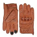 Vance Leather' Men's Premium Waxed Austin Brown Leather Perforated Motorcycle Gloves