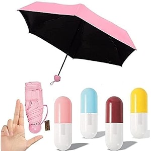 vandan multi color39s pocket size travelling foldable umbrella with lovely capsule case rendom colors 1 pcs