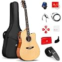 Vangoa Electric Acoustic Guitar Kit for Beginners Adults Full Size Cutaway Electric Acoustic Guitar Bundle Set with Built-in Pickups Bag Tuner Strap Capo Picks Cable, Glossy Natural
