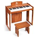 Vangoa Kids Piano Keyboard, 37 Keys Wood Digital Piano for Kids, Music Educational Instrument Toy, for Girls and Boys, Solid Wood Yellow