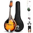 Vangoa LEFT-HANDED Mandolin Musical Instrument, Acoustic 8 String Mandolin A Style for Left Hand Beginners, Sunburst