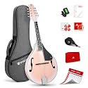 Vangoa Mandolin instrument A Style Mandolin Musical Instrument for Beginners Adults, 8 String Acoustic Mahogany Starter Kits, Pink