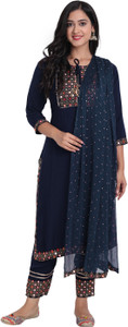 VANGULL Women Viscose Rayon Kurta Pant Dupatta