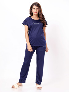Vanias grace Women Solid Dark Blue Top