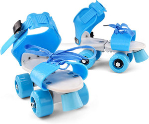 vaniha adjustable size children roller skates double row skates skating shoes quad roller kids size  3 uk - 6 uk adjustable beginner blue