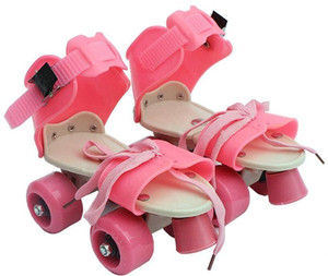 vaniha adjustable size children roller skates double row skates skating shoes quad roller kids size  3 uk - 6 uk adjustable beginner pink