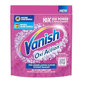 vanish all in one powder detergent booster - 200 g  removes stains whitens whites and brightens colors