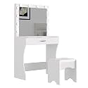 Vanity Desk with Mirror and Adjustable Lights