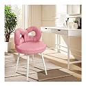Anvazise Vanity Stool with Bowknot, Vanity Stool Makeup Chair,Adjustable Foot Pads, for Vanity Bathroom Living Room, Round Ottoman Makeup Chair