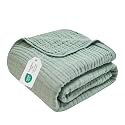 VANJOROY 100% Cotton Throw Blanket Queen 90" x 90" Teal, 9 Layer Organic Muslin Soft Breathable Lightweight Large Throw for Couch Bed Quilt - All Season Muslin Gauze Blanket