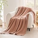 VANJOROY 9-Layer Muslin Throw Blanket 50" x 70" Coffee, 100% Cotton Organic Breathable Lightweight Large Throw for Couch Bed - All Season Pre-Wash Muslin Soft Gauze Blanket