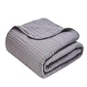 VANJOROY 9-Layer Muslin Throw Blanket 50" x 70" Grey, 100% Cotton Organic Breathable Lightweight Large Throw for Couch Bed Quilt and Bedspread - All Season Muslin Soft Gauze Blanket