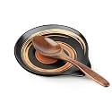 VanlonPro Ceramic Spoon Rest, 5 Inch Spoon Holder for Stove Top, Kitchen Counter, Utensils, Ladle, Coffee Spoons, Cooking spoons, Spatula, Housewarming Gifts, Black &amp; Hand-painted Swirl