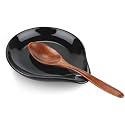 VanlonPro Ceramic Spoon Rest, 5 Inch Spoon Holder for Stove Top, Kitchen Counter, Utensils, Ladle, Coffee Spoons, Cooking spoons, Spatula, Tongs, Heat-Resistant, Housewarming Gifts, Glossy Black