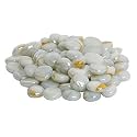 Stone Glossy Finish Decorative Shiny Glass Pebbles for Aquarium Vase Filler Home Garden &amp; Outdoor Decoration (White_4900gm)