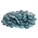 Stone Glossy Finish Decorative Shiny Glass Pebbles for Aquarium Vase Filler Home Garden &amp; Outdoor Decoration (Creamy_Blue_1950gm)