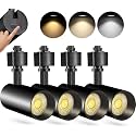 VANoopee 3-Color 10W H Track Lighting Heads Dimmable, Black, Pack of 4