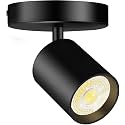 VANoopee Flush Mount LED Ceiling Spotlight Dimmable 10W 4000K Black 1 Pack