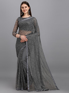 vanraj creation self design bollywood net saree grey