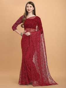 vanraj creation self design bollywood net saree maroon