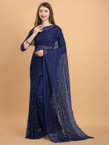 vanraj creation self design bollywood net saree dark blue