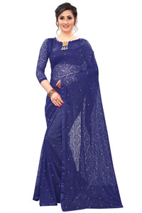 vanraj creation self design bollywood net saree dark blue