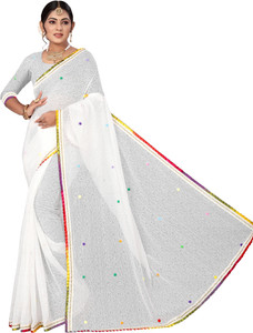 vanraj creation self design bollywood net saree white