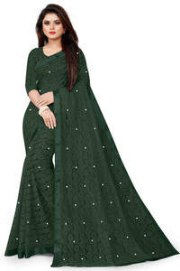 vanraj creation self design bollywood net saree dark green