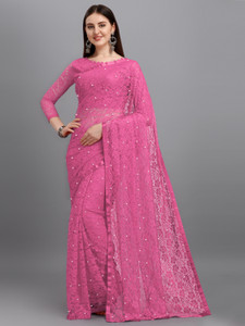vanraj creation self design bollywood net saree pink