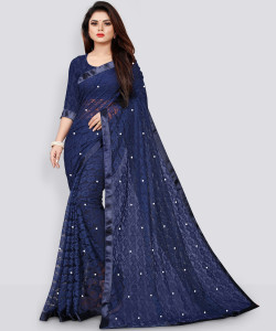 vanraj creation self design bollywood net saree dark blue