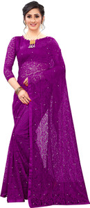 vanraj creation self design bollywood net saree purple