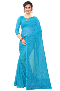 vanraj creation self design bollywood net saree light blue