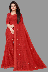 vanraj creation self design bollywood net saree red white