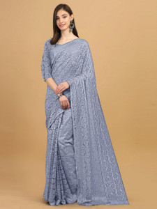 vanraj creation self design bollywood net saree grey