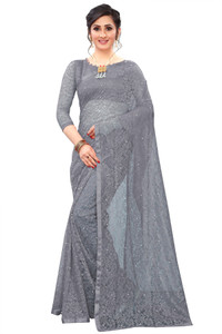 vanraj creation self design bollywood net saree grey