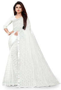 vanraj creation self design bollywood net saree white