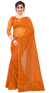 vanraj creation self design bollywood net saree orange