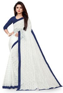 vanraj creation self design floral print bollywood net saree dark blue