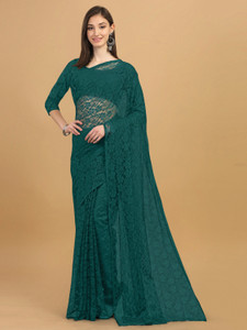 vanraj creation self design bollywood net saree multicolor
