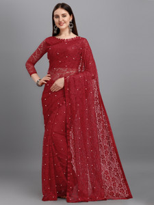 vanraj creation self design bollywood net saree maroon