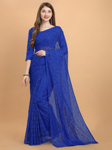 vanraj creation self design bollywood net saree blue