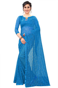 vanraj creation self design bollywood net saree blue