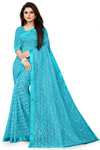vanraj creation self design bollywood net saree light blue