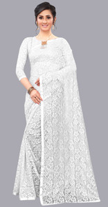 vanraj creation self design bollywood net saree white
