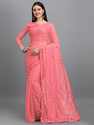 VANRAJ CREATION Self Design Bollywood Net Saree (Multicolor)