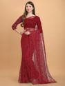 VANRAJ CREATION Self Design Bollywood Net Saree (Maroon)
