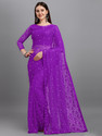 VANRAJ CREATION Self Design Bollywood Net Saree (Purple)