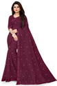 VANRAJ CREATION Self Design Bollywood Net Saree (Maroon)